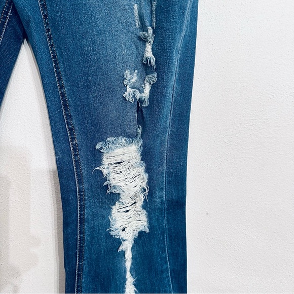 Dogma Distressed Jeans Womens 9/28 Blue Side Split Straight Leg Stretch Casual - Picture 4 of 12